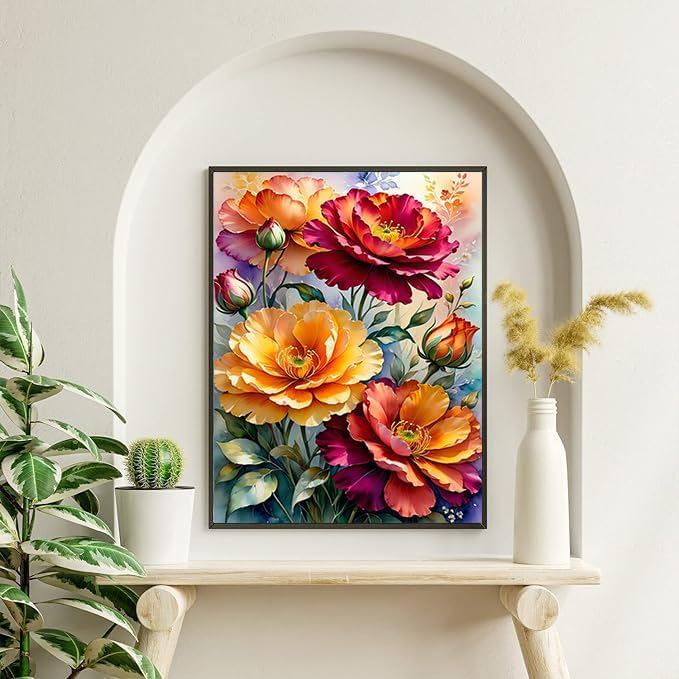 Ekuxom Flower Diamond Art Kits for Adults-Diamond Painting 12x16inch