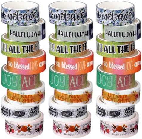 24 Rolls Christian Washi Tape Gifts for Bible Journaling, Vintage