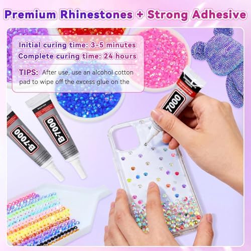 28000Pcs Color Rhinestones Bedazzling Kit, Black Blue Resin Gems for Crafts