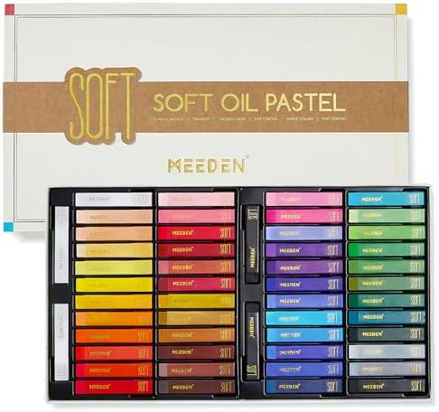 MEEDEN Artist Square Oil Pastels: 48 Colors with Extra 2 White & 2 Black