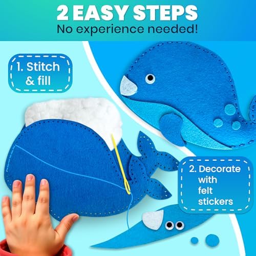 Sewing Kit for Kids Ages 4-8 - 12 Beginner DIY Kids Sewing Crafts Ages 5-8