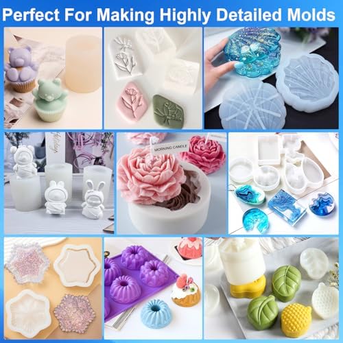 CHANGTIKEJI Silicone Mold Making Kit, 210 oz Super Elastic Liquid Rubber, Fast Curing Translucent Silicone for Resin Casting, Candle, Soap & Food Molds