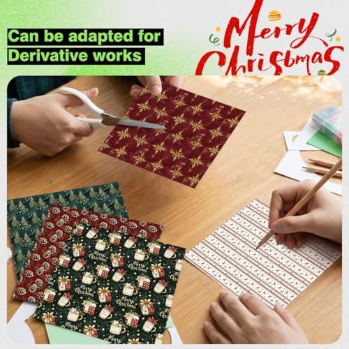 Christmas Scrapbook Paper 12 x 12 - 24 Sheets Double Sided Printing Christmas Pattern Paper Set, Decorative Paper for Card Making Scrapbook Decoration