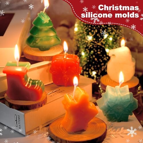 Christmas Soap Molds, 2 Pack Christmas Theme Silicone Mold 12 Cavity | Snowflake Soap Mold for Lotion Bar Candle, Baking Mold for Chocolate, Xmas Tree Santa Claus Socks Gift Box Jingle Bell