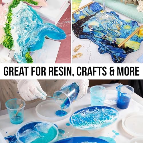 Resin Leveling Table for Epoxy, Resin Table 3 Height Settings 14.6''x 9.25'', Adjustable Leveling Magnetic Bubble Level Built-in Drawer Silicone Mat For Molds Waves Crafting Art