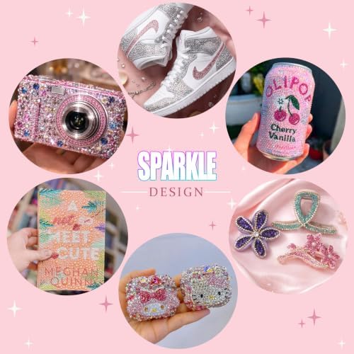 36000Pcs in 48 Colors Rhinestones for Bedazzling and Diamond Art, 3mm Flatback Gems with 3×10ml B7000 Jewelry Glue Tweezers, Perfect for Nail Art, Crafting, Clothing, Fabric Decor