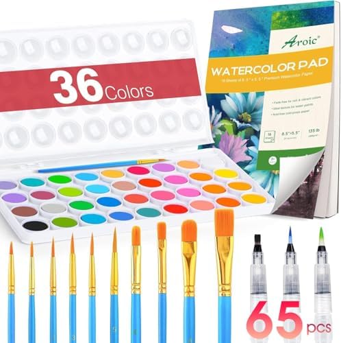 AROIC 65 Pieces Watercolor Paint Set for Adults Artists, Beginners