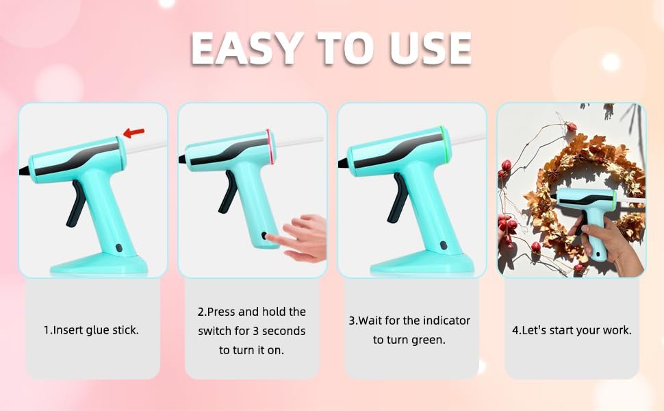 Cordless Hot Glue Gun, Rechargeable Hot Melt Glue Gun 2.2A Built-in Battery