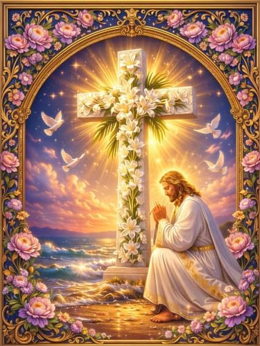 Diamond Art Kits for Adults,Jesus Cross Diamond Art Painting Kits for Adult