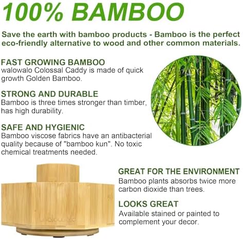 walowalo Bamboo Rotating Art Supply Organizer Caddy Holds 800+ Pencils Spinning Crayon 160 Marker Holder Desk Brush Colored Pencil Storage for Office Classroom Organization Stationary (Larger VER)