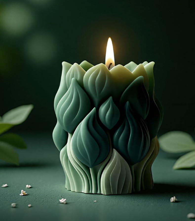 Konrisa Cylinder Candle Molds, 3D Flower Resin Molds for Candle Making, Large Tulip Candle Molds, Handmade Aromatherapy Candles Making Molds Craft Supplies