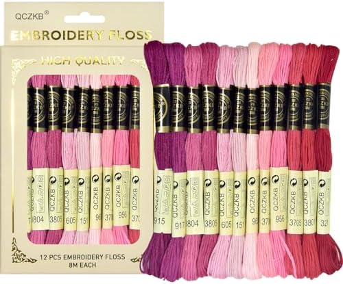 Premium Rainbow Color Embroidery Floss - Cross Stitch Threads - Friendship Bracelets Floss - Crafts Floss - 12 Skeins Per Pack Embroidery Floss,Warm Pink Gradient