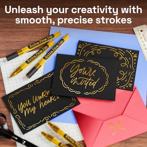 ARTISTRO Gold Paint Pens - Extra-Fine Tips - Set of 5