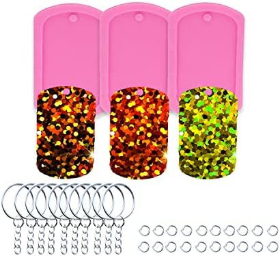 3pc Pet Dog Tag Necklace Resin Crafting Silicone Mold Crafts Epoxy Art DIY with 10PC Key Ring(DY0054+DY0054+DY0054)
