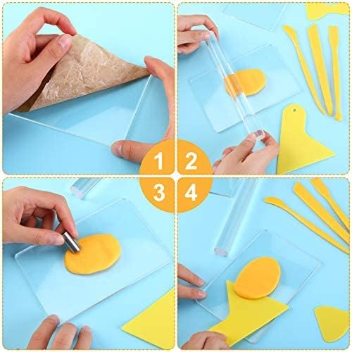 Honoson 23 Pcs Clay Sculpting Tools Set with Roller Cutters,Colorful | Acrylic Mat, Metal Round Cutters, Scraper Board, Ideal for Polymer Clay Crafts, Art Sculpting, Shaping and Modeling Projects
