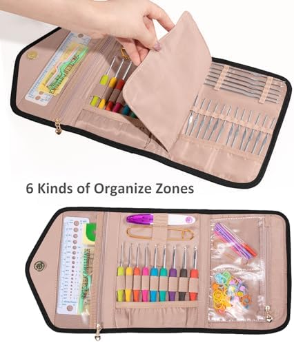 MYBAGZING Crochet Hook Case - Foldable Organizer - Knitting & Crochet Supplies Holder