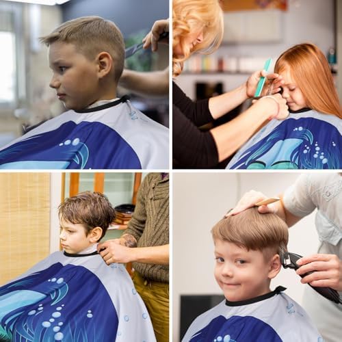 Professional Hair Cutting Cape with Neck Duster Brush, Large Size Salon Barber Cape for Men, Women and Kids (Girls)
