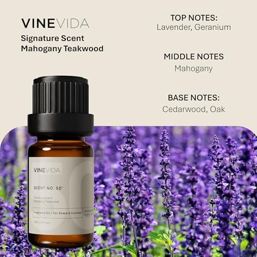 VINEVIDA [0.33oz] Mahogany Teakwood Fragrance Oil for Candle Making and Soap Making - Premium Candle Scents for Soy Candles