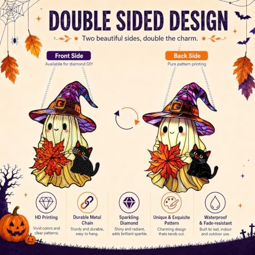 Ghost Hanging Diamond Art Kits for Adults, Diamond Painting Suncatchers