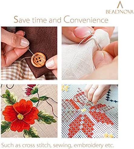 BEADNOVA Embroidery Needle Threader Tool 50pcs Aluminum Sewing Machine Needle Threader for Hand Sewing Cross Stitch Craft Knitting Quilting (50pcs)