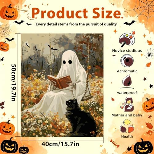 Aestalrcus Halloween Paint by Numbers Kit for Adults, Ghost, 16x20inch
