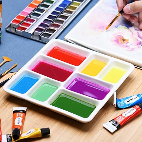 MEEDEN Ceramic Watercolor Paint Palette: 8-Well Artist Mixing Tray 7x7