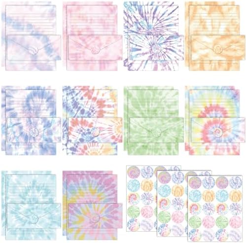 TaoBary 160 Pcs Tie Dye Stationery Paper and Envelopes Set, 8.5 x 11''