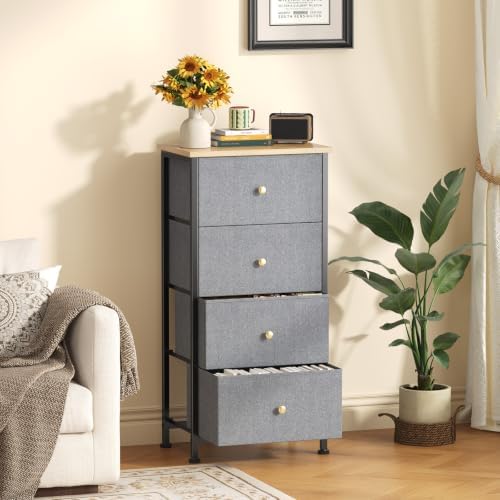 Sweetcrispy Dresser for Bedroom, 4 Drawer Storage Cabinet, Tall Nightstand