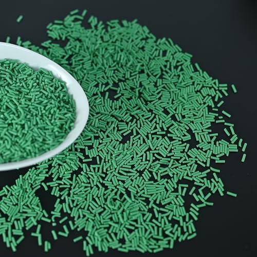 LIKETURE Fake Sprinkles 110g Nonedible Polymer Clay Sprinkles Faux Sprinkle Plastic Sprinkles for Craft Sprinkles Decoration for Resin Filler Slime Add ins Slime Mixed in Shaker Card (Christmas Green)