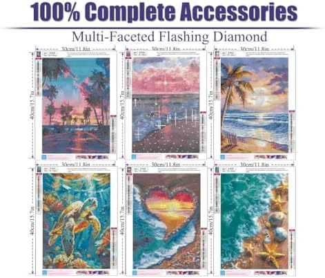 6 Pack Diamond Art Kits for Adults,Beach Diamond Painting Kits 12x16 Inch