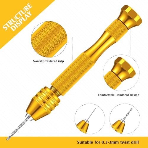 Mudder 57 Pcs Micro Drill Bits & Pin Vise Set 0.1-3mm, Gold