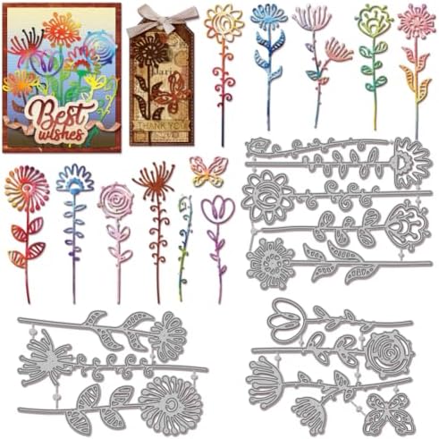 GLOBLELAND Artsy Stems Flowers Cutting Dies for Card Making Abstract Plants Cut Die for DIY Scrapbooking Journal Embossing Paper Craft Decor