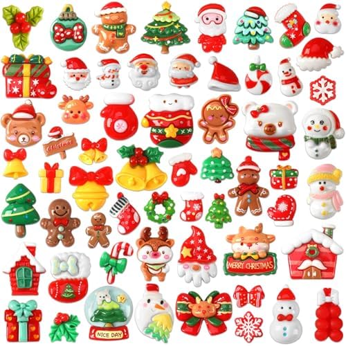 DTOFOOT 60Pcs Christmas Flatback Resin Charms for Slime Crafts Phone Cases