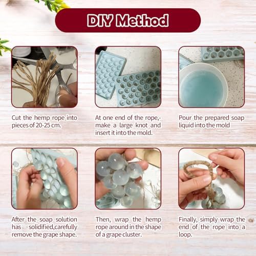 DIY Grape Soap Making Kit for Beginners, Complete Handmade Craft Set with Molds, Mica Powder, Natural Soap Base & Tweezers, Colorful Twine Ropes & Decorative Bows, Home Decor, Gift Ready