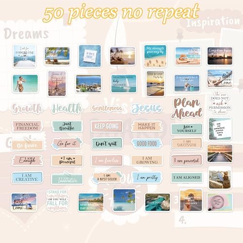 50 Pcs Aesthetic Self-Growth Vinyl Stickers