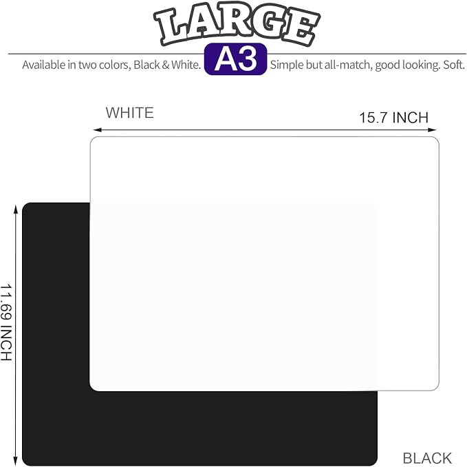 LEOBRO Silicone Mat for Resin Molds, 2 PCS 15.7" x 11.7" Play Dough Mat, Silicone Mats for Crafts, Jewelry Molds Mats, for Resin, Clay, Paint, Black & White