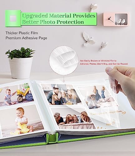 Artfeel Photo Album Self Adhesive Scrapbook Album for 3x5 4x6 5x7 8x10 Pictures,120 Pages Linen Cover with Display Window DIY Photo Book,Ideal Gifts for Family Travel Wedding Baby
