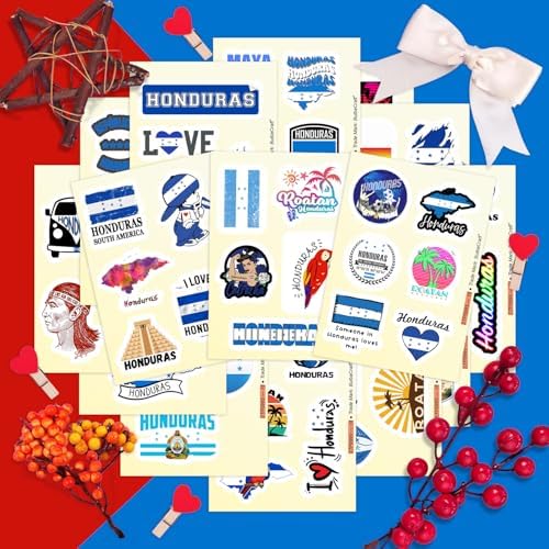 Honduras Stickers for Water Bottle and Laptop - Honduras Party Supplies & Decorations, Waterproof Vinyl Decals, Honduran Flag and Culture Stickers, Gifts for Women & Men
