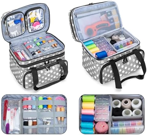 BAFASO Double Layer Sewing Accessories Organizer, Polka Dots