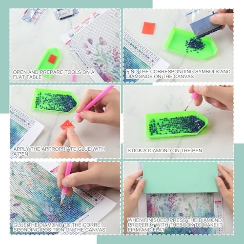 Yeaqee 4Pcs Diamond Art Kits for Adult Gem Painting Kit, Wild Flower