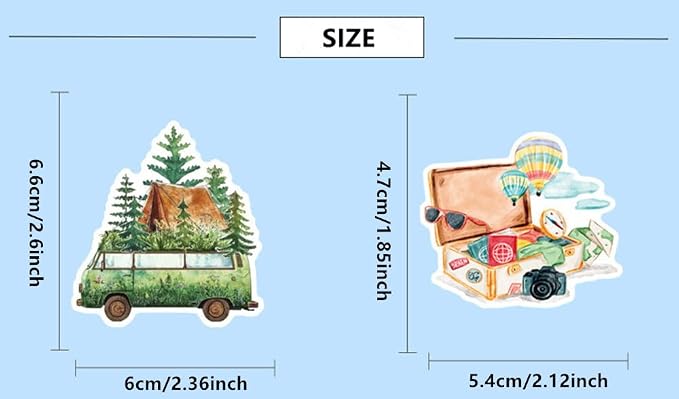 50 Pcs Outdoor Travel Stickers Kids Teens Adults Hiking Adventure Camping Laptops Decals Water Bottle Luggage Cups Guitar Notebook Scrapbook Bicycle Graffiti Tags Sticker
