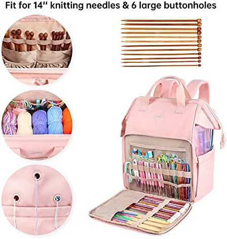 Leudes Crochet Bag Backpack for Yarn Storage Tote Travel Large Knitting Bag