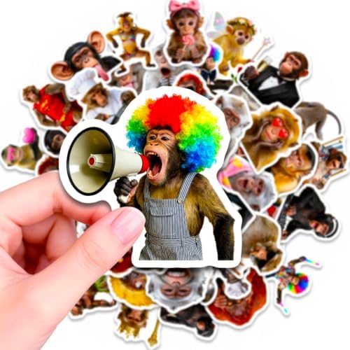 100Pcs Funny Animal Monkey Stickers for Water Bottles Laptop Luggage Computer Scrapbooking, Vinyl Waterproof Monkey Stickers for Teen Adult Girls Boys