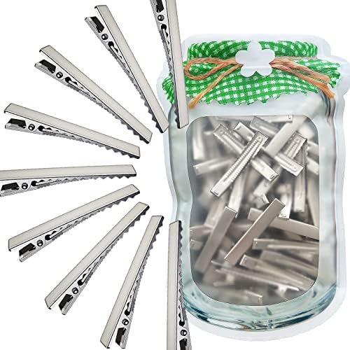HiJeaton 60Pcs Alligator Metal Clips for Hair Bows and Crafts - Large Plain DIY Hairdresser Clips for Bow Making and Supplies (6cm/2.36")