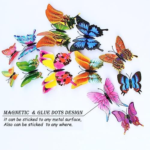 OPSEAM 3D Butterfly Wall Decor Butterfly Decorations Stickers with Magnets | 72 PCS Swallow,12 Styles Double Layer Butterfly for Classroom Decoration,Locker Refrigerator, Reusable,Waterproof