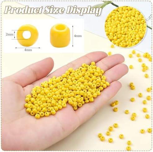 ZHIYUXI 3000Pcs 4mm Yellow Glass Seed Beads for Jewelry Making