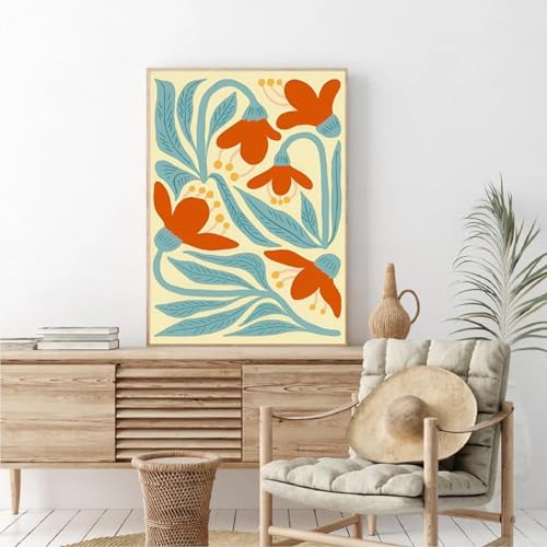 Clendo 6 Packs Paint by Numbers Kit for Adults, Easy Flowers Adult Paint by Number Kits on Canvas Without Frame, Abstract Floral Oil Painting for Home Decor Gift 8” W x 12”L