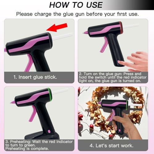 Cordless Hot Glue Gun Smart Power-Off, Mini Glue Gun Kit USB-C Rechargeable
