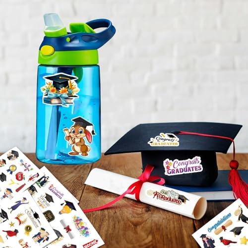 2026 Graduation Stickers,16Sheets Class of 2026 Stickers for Graduation Decorations, Graduation Party Decorations 2026, Waterproof Vinyl Stickers for Water Bottle, Laptop, Graduation College Stickers