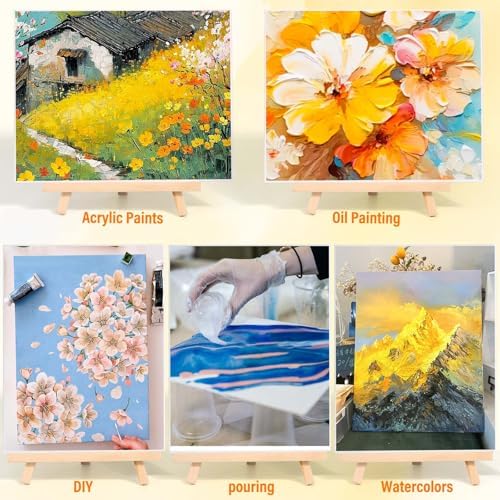 Canvas Painting Party Kit for Adults, 24 Pack 8 x 10 Inch Canvas Boards and Wooden Easels Stands for Group Painting Sip and Paint Night